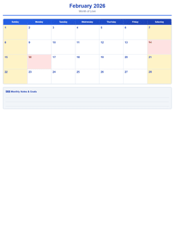 2026 Monthly Calendar (12 Pages) - Page 2