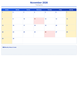 2026 Monthly Calendar (12 Pages) - Page 11