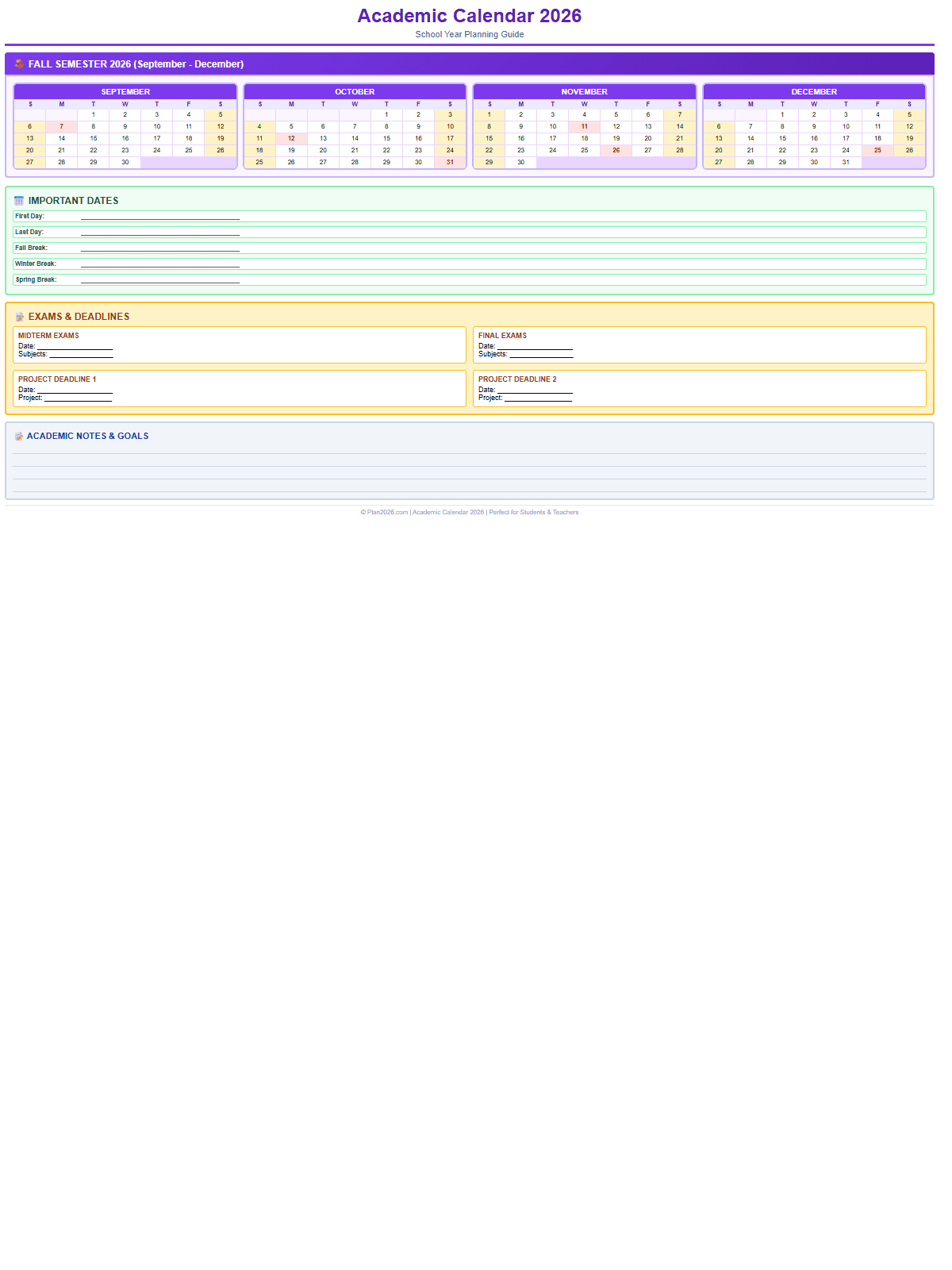 Academic Calendar 2026