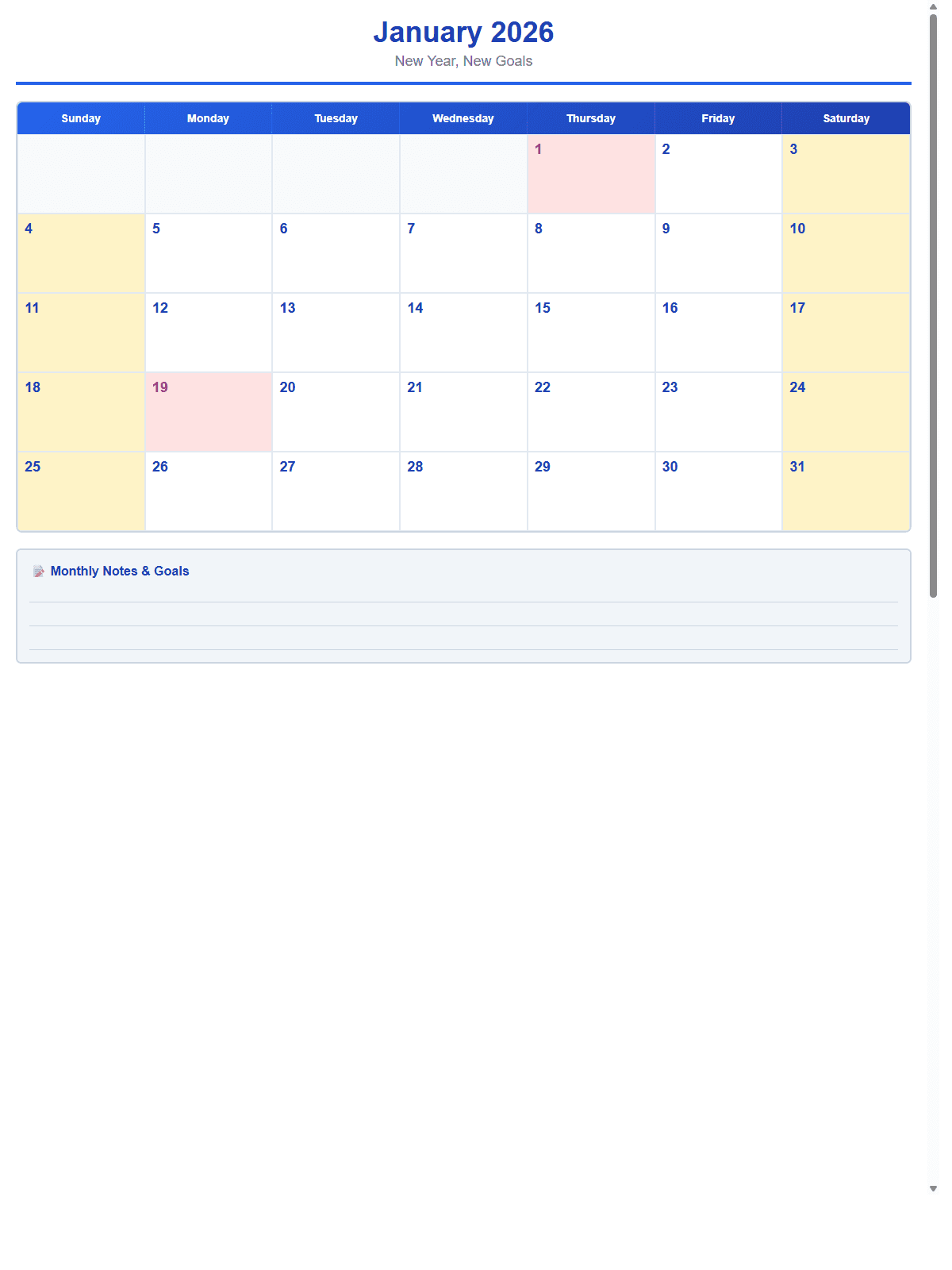 Social Media Content Calendar