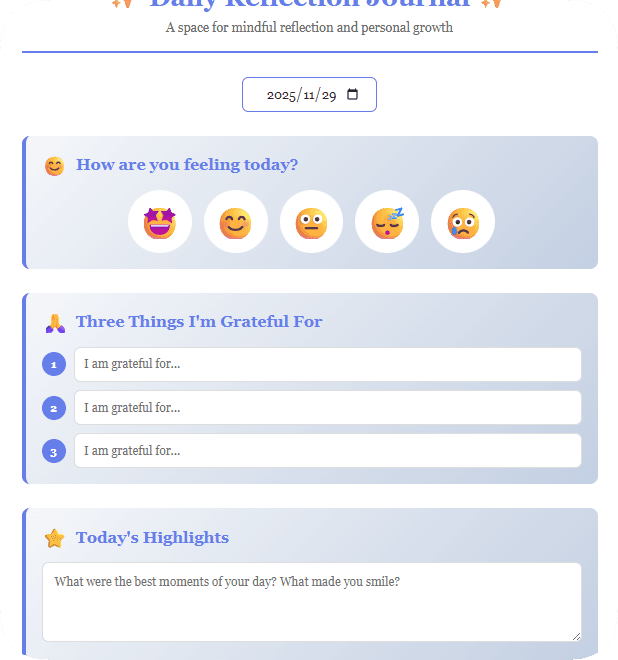 Daily Reflection Journal