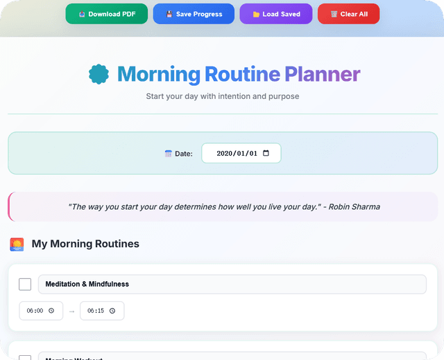 Morning Routine Planner