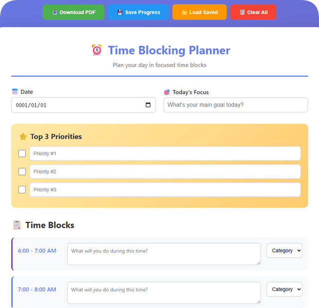 Time Blocking Planner 2026