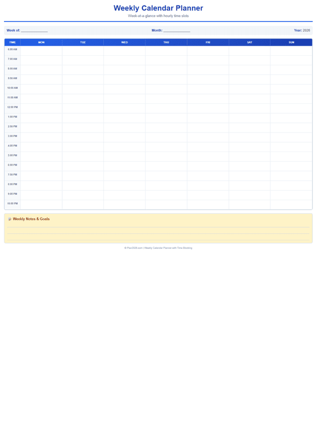 Weekly Calendar Planner