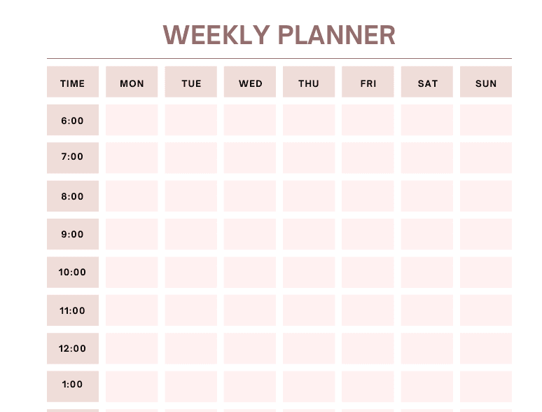2026 Planner Sunday Start - Light Theme