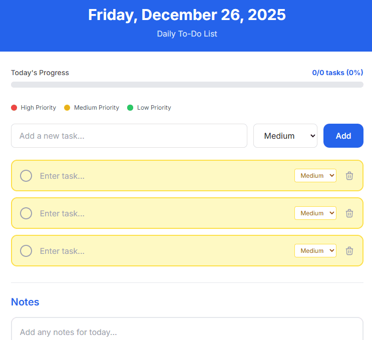 Daily To-Do List Template